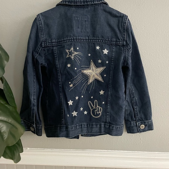Girls Denim Jacket with Silver Details Long Sleeve, button down size XS - Picture 3 of 7